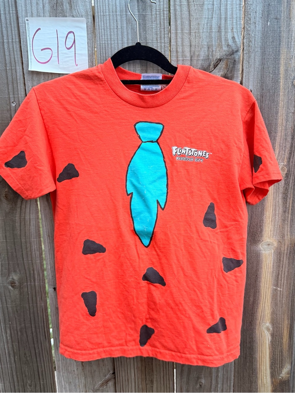 Vintage 1998 Hanes Orange Tee with Turquoise Necktie Kids Size L (14-16)